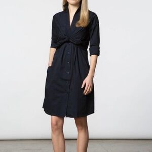 SBJ Austin Lauri Dress Black Cotton Twist Front Shirt Dress Small